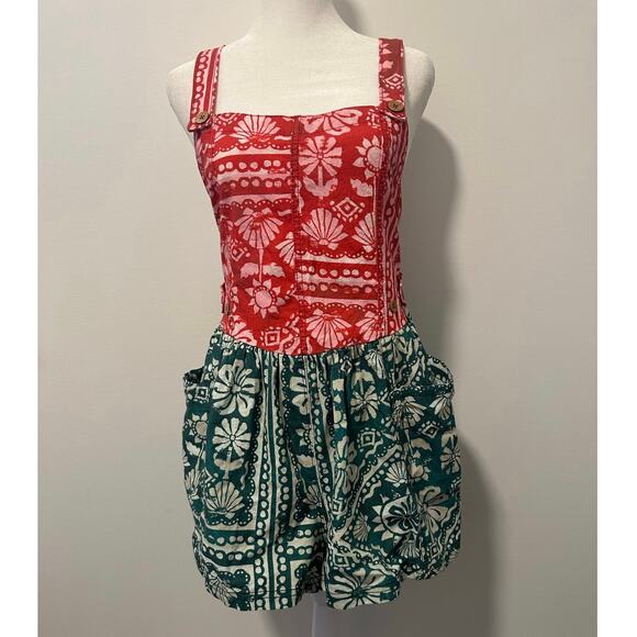 Free People Tropical Print Red and Green Romper - Picture 3 of 10